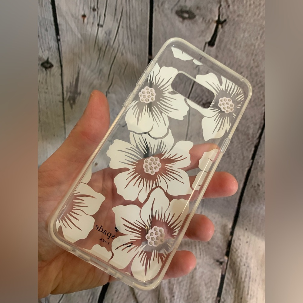 5/$20 Kate Spade Samsung Galaxy S8+ Cover Case Hollyhock Floral Clear White Gems - Picture 10 of 10